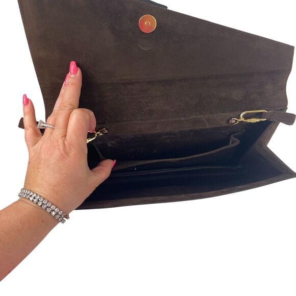 VTG Mr. Jay Brown Suede Messenger Clutch Crossbody Purse Evening Bag Old Money - Picture 5 of 9
